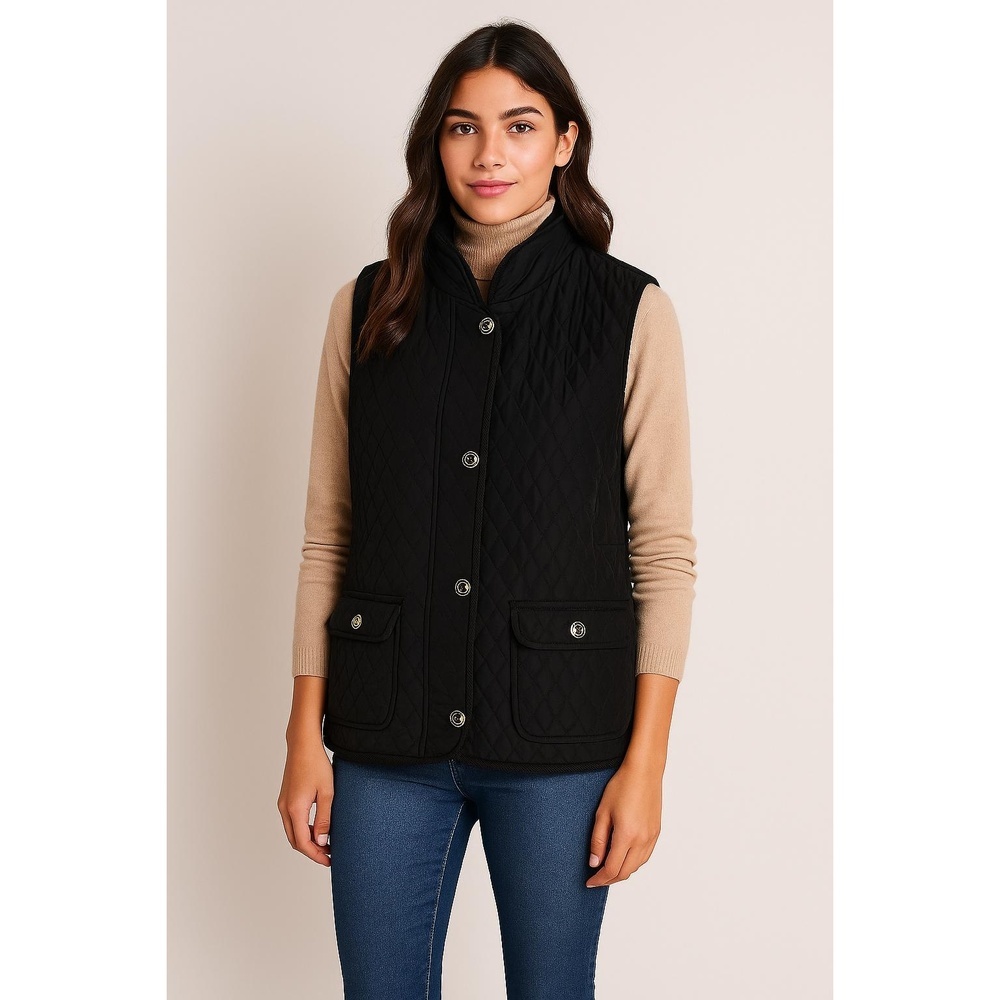 Talbots Black Quilted Vest Women’s Large – Classic Equestrian Chic‎ Outerwear